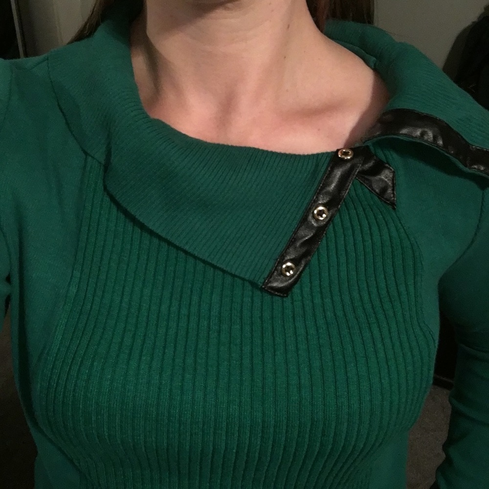Faux leather button detail top